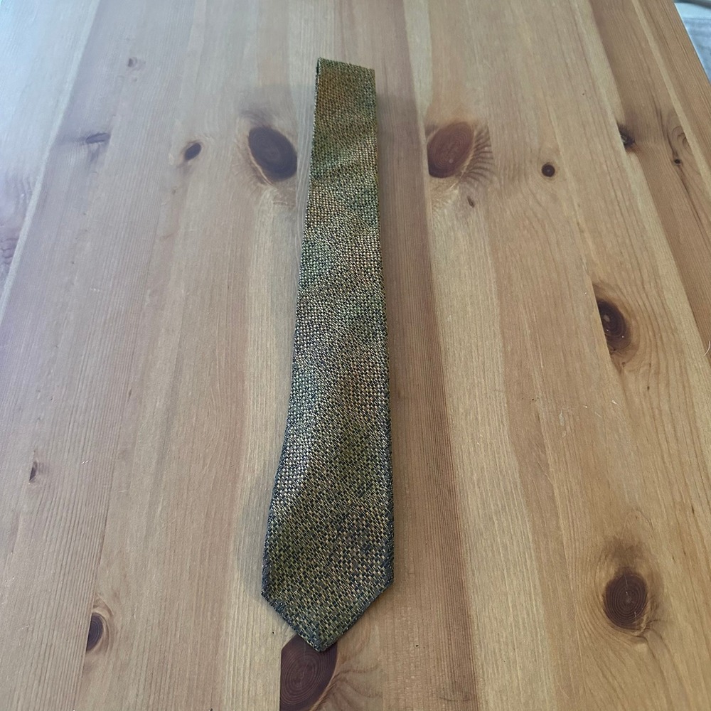 Vintage Jack's Men's Shop Trenton NJ Woven Silk Blend Tie Gold Brown Olive
